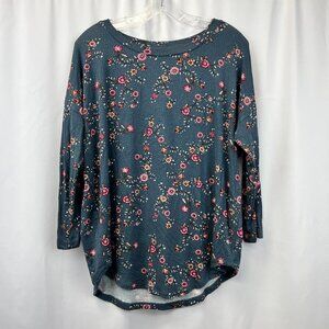 Loft Outlet Womens Multicolor Floral Long Sleeve Blouse Top Size Medium